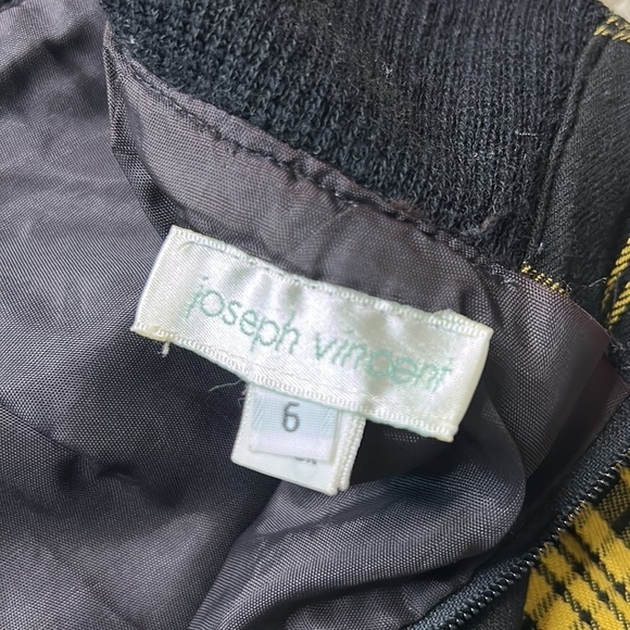 Vintage Joseph Vincent Plaid Yellow Black mini pencil skirt knit upper size 6 - Picture 7 of 7